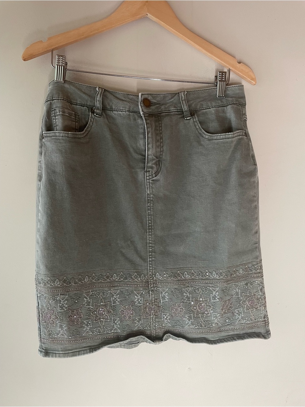 Charlie B | Green Denim Skirt